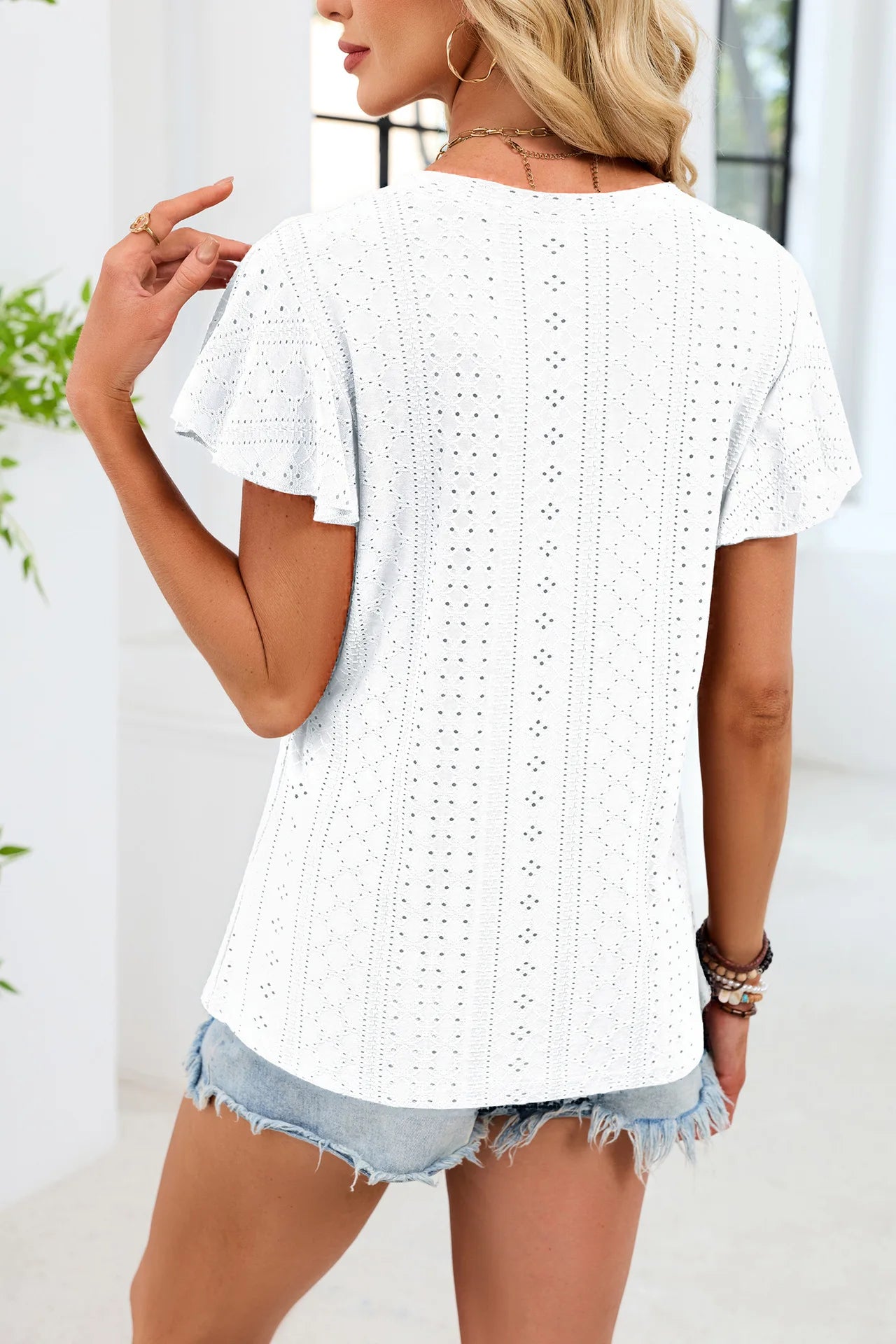 Papillon - Blusa de Manga Mariposa con Escote V