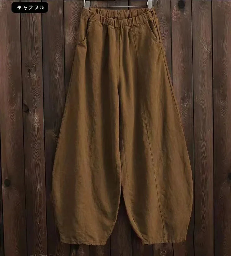 Kioto - Pantalón Bombacho de Lino con Cintura Elástica