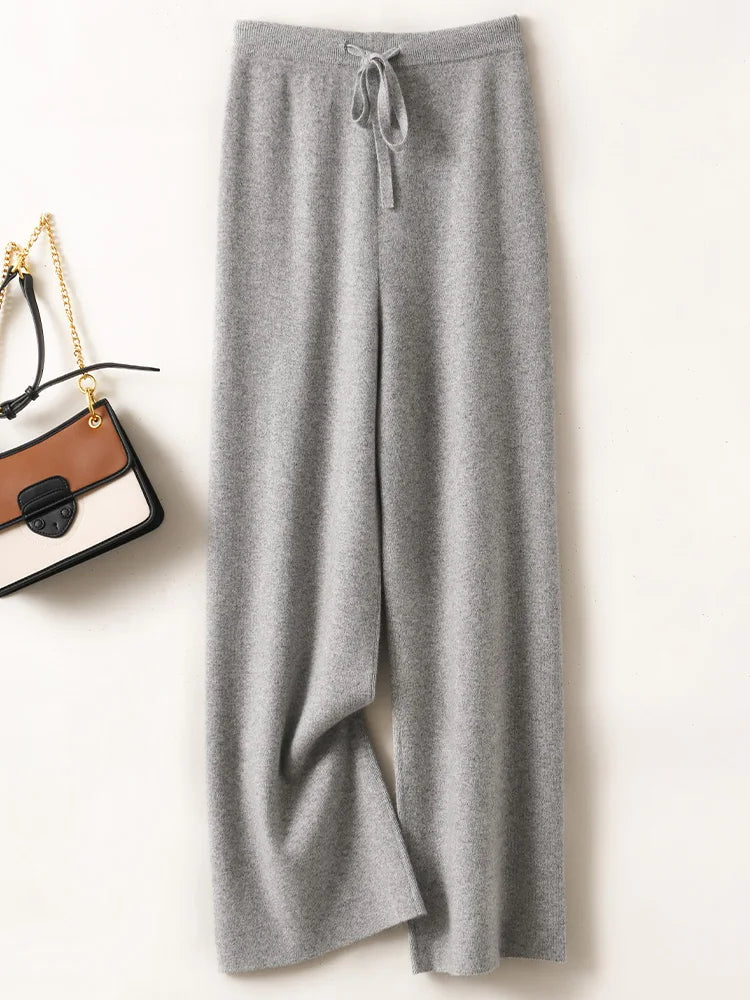 Merino - Pantalón Ancho de Lana Merina con Cordón