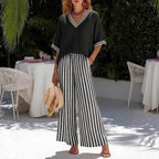 Capri - Conjunto de Top y Pantalón Ancho de Rayas