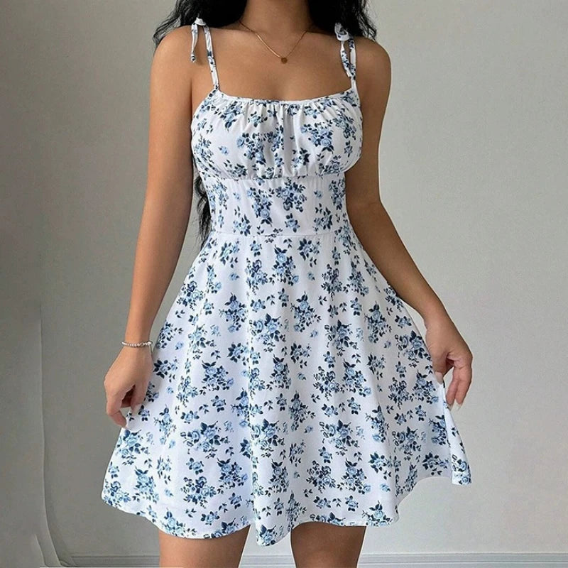 Flora - Vestido Mini de Tirantes con Estampado Floral