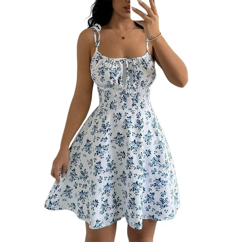 Flora - Vestido Mini de Tirantes con Estampado Floral