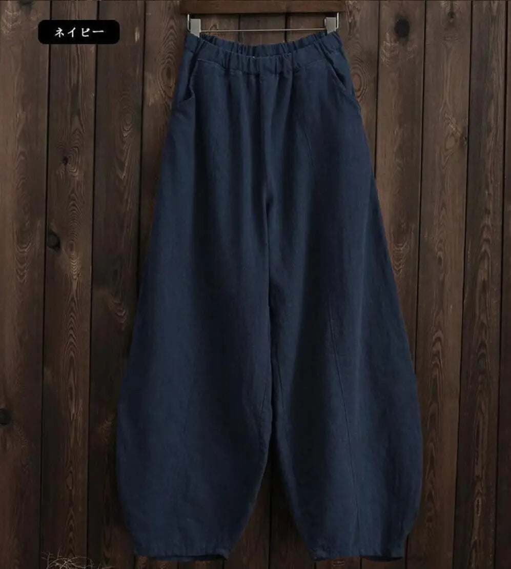 Kioto - Pantalón Bombacho de Lino con Cintura Elástica