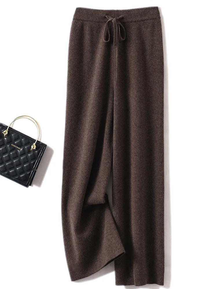 Merino - Pantalón Ancho de Lana Merina con Cordón