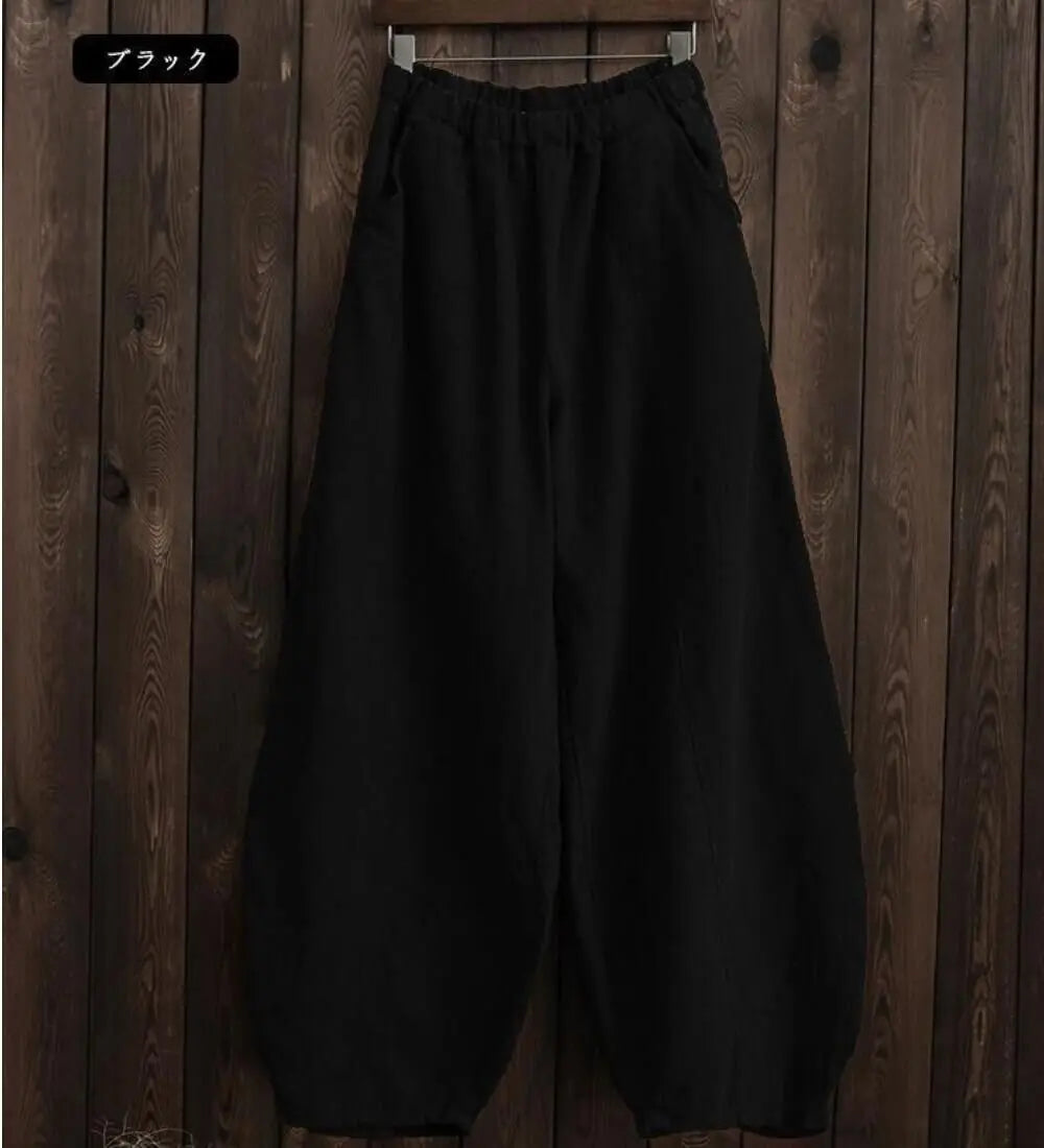 Kioto - Pantalón Bombacho de Lino con Cintura Elástica