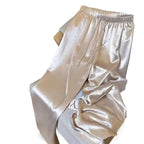 Satin - Pantalón Recto de Satén con Cintura Elástica