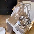 Satin - Pantalón Recto de Satén con Cintura Elástica
