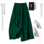 Palazzo - Pantalón Culotte Ancho de Lino con Cintura Alta