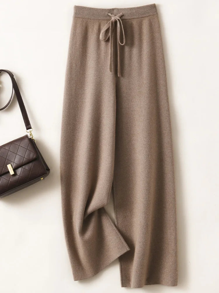 Merino - Pantalón Ancho de Lana Merina con Cordón