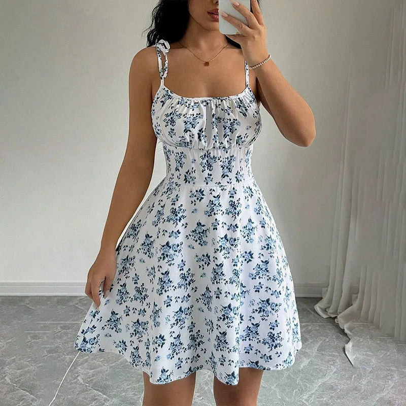 Flora - Vestido Mini de Tirantes con Estampado Floral