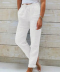 Linen - Pantalón Tobillero de Algodón con Cordón