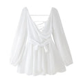 Violette - Vestido Mini de Gasa con Manga Larga y Escote V
