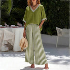 Capri - Conjunto de Top y Pantalón Ancho de Rayas