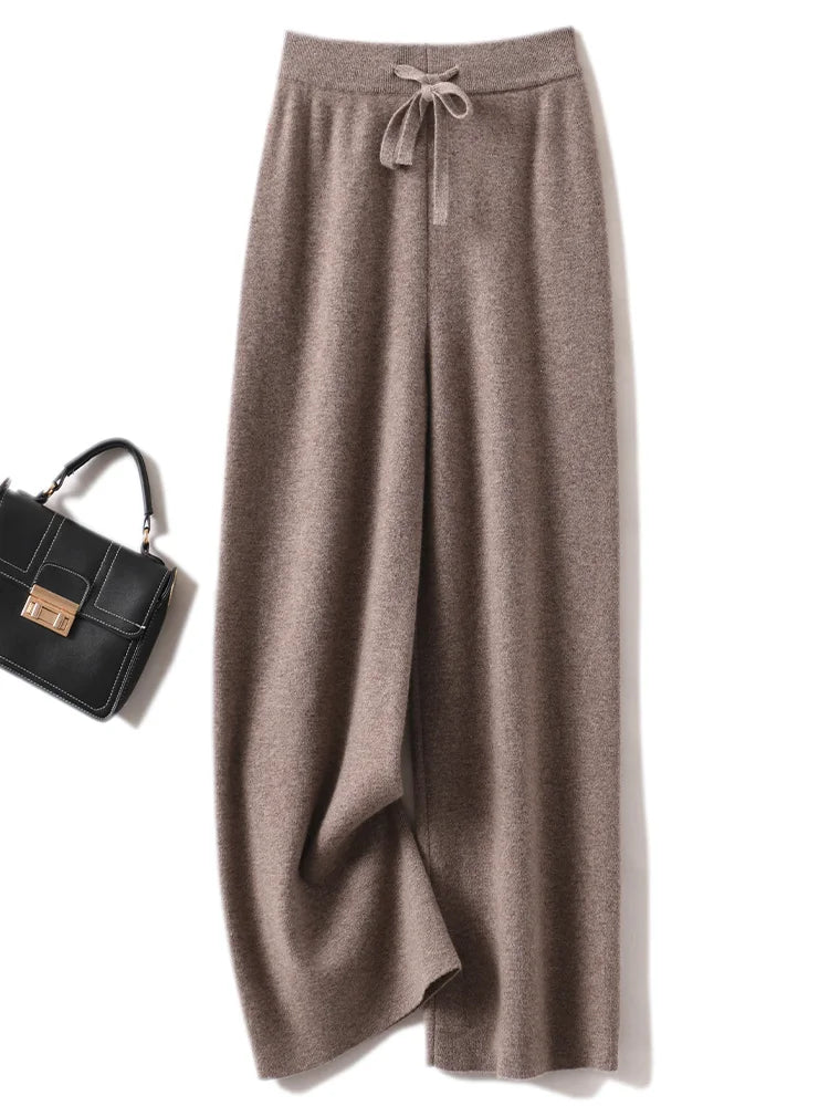 Merino - Pantalón Ancho de Lana Merina con Cordón