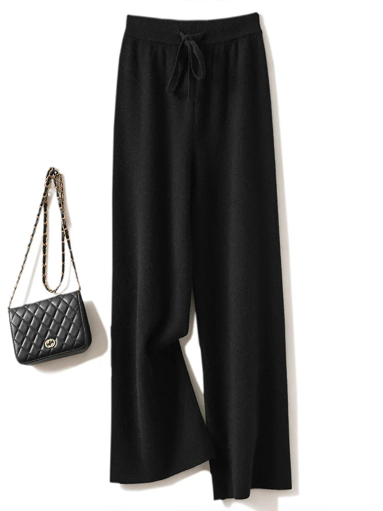 Merino - Pantalón Ancho de Lana Merina con Cordón