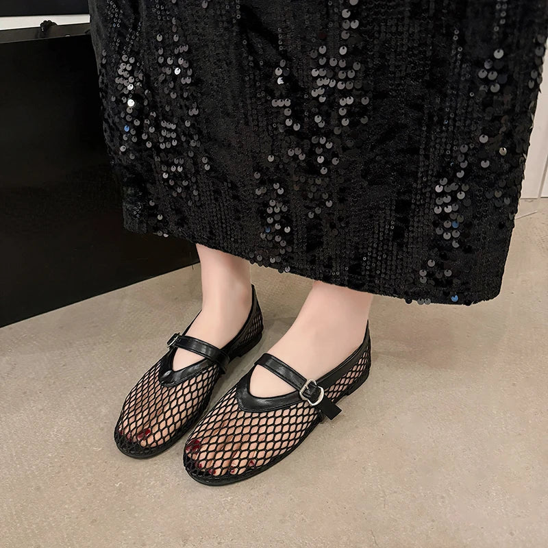 Malia - Bailarinas de Rejilla con Hebilla