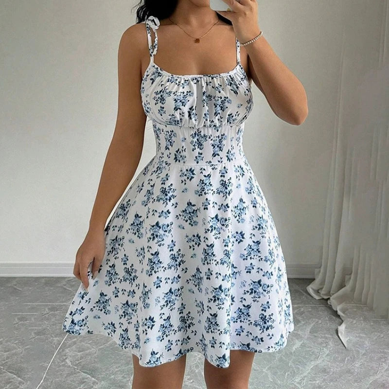 Flora - Vestido Mini de Tirantes con Estampado Floral